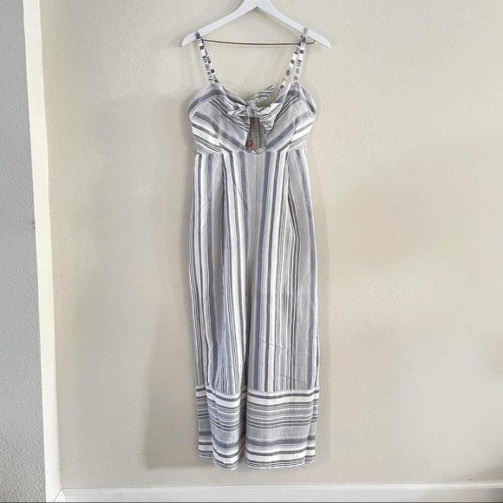 Red Carter Women’s KIMBERLY Striped Tie Front Jumpsuit Size L - Picture 3 of 14